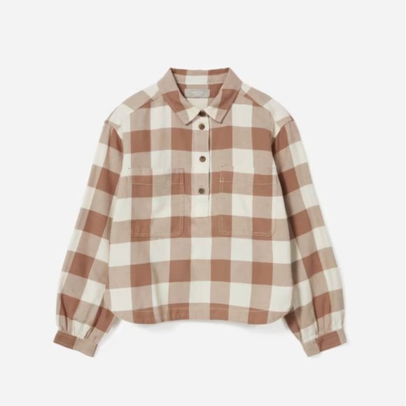 LIKE NEW Everlane Organic Cotton Flannel Popover Shirt Gingham - Picture 5 of 7